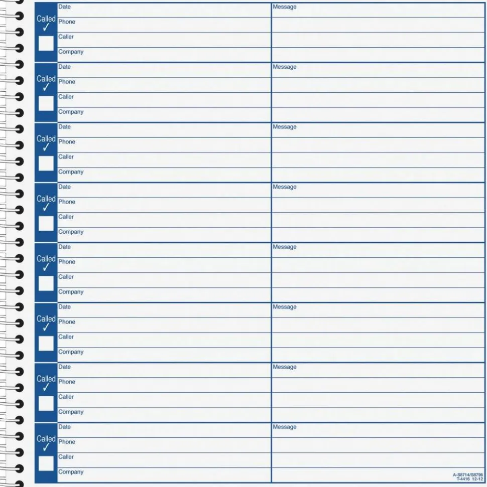 Adams Voicemail Log Books, 7 1/2" x 8 1/2", 120 Pages, White/Canary Yellow, Pack Of 2