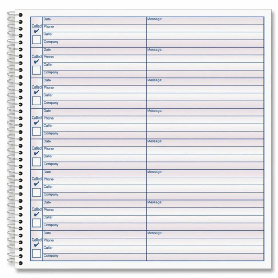Adams Voicemail Log Books, 7 1/2" x 8 1/2", 120 Pages, White/Canary Yellow, Pack Of 2