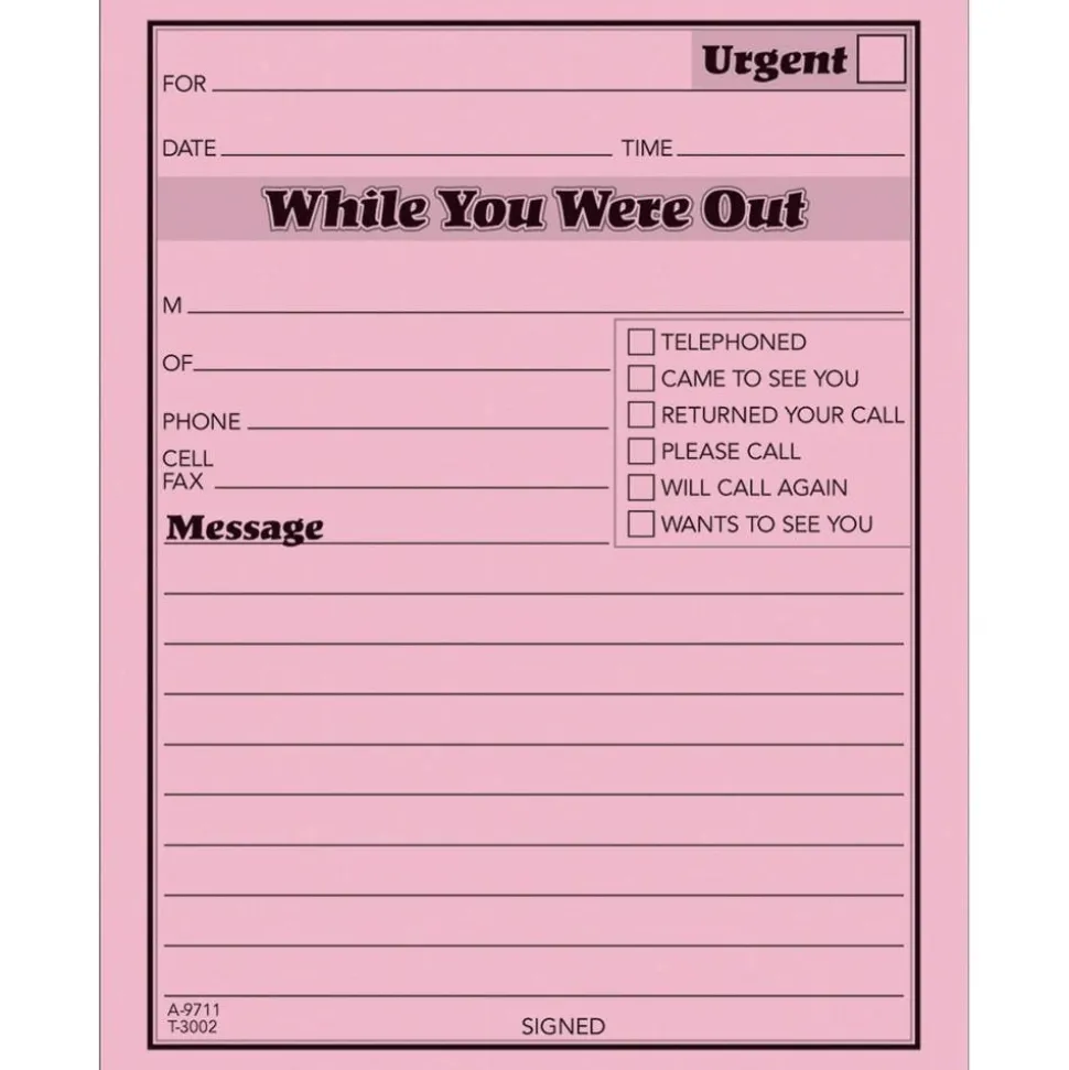 Adams "While You Were Out" Message Pads, 4 1/4" x 5 1/2", 50 Sheets, Pink, Pack Of 12
