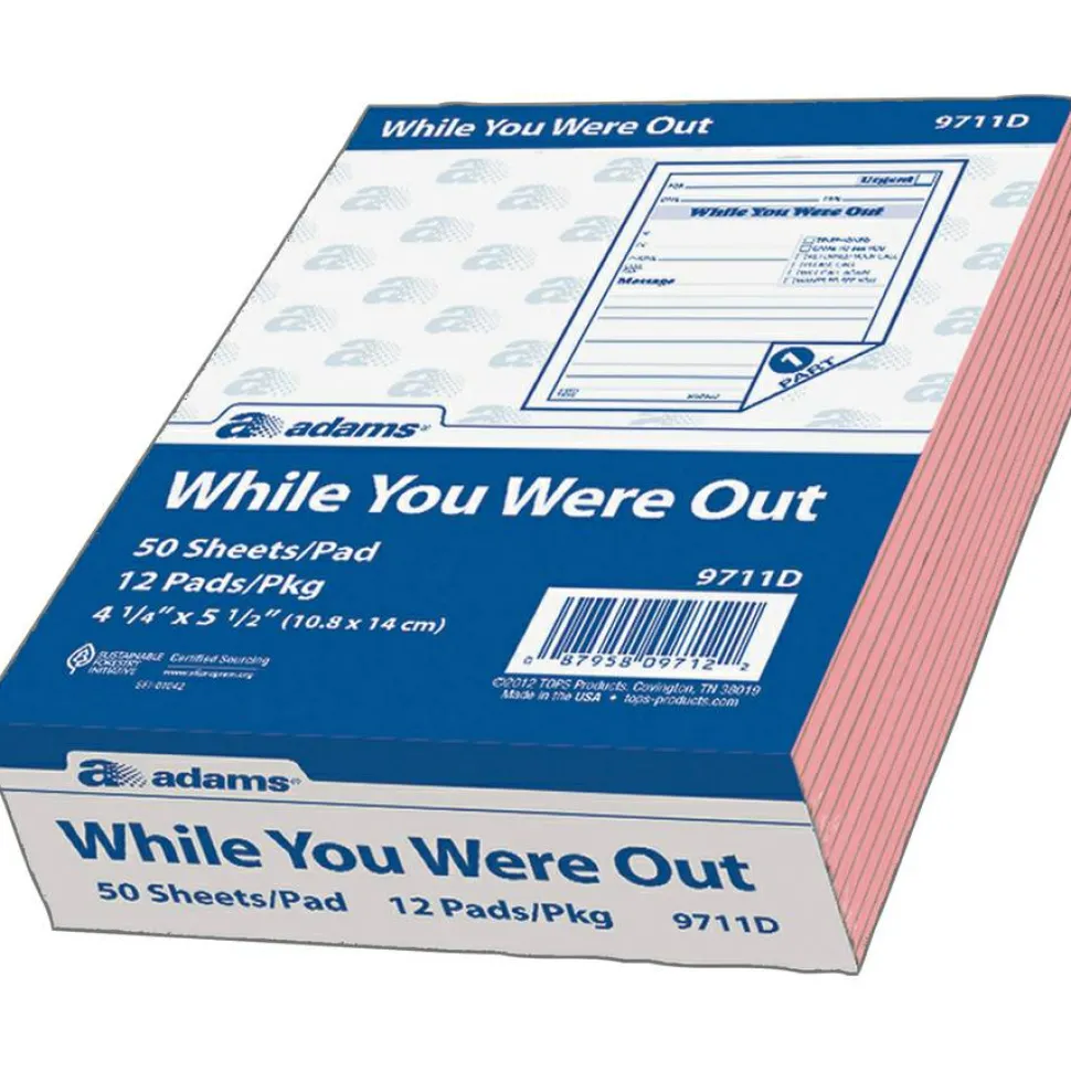 Adams "While You Were Out" Message Pads, 4 1/4" x 5 1/2", 50 Sheets, Pink, Pack Of 12