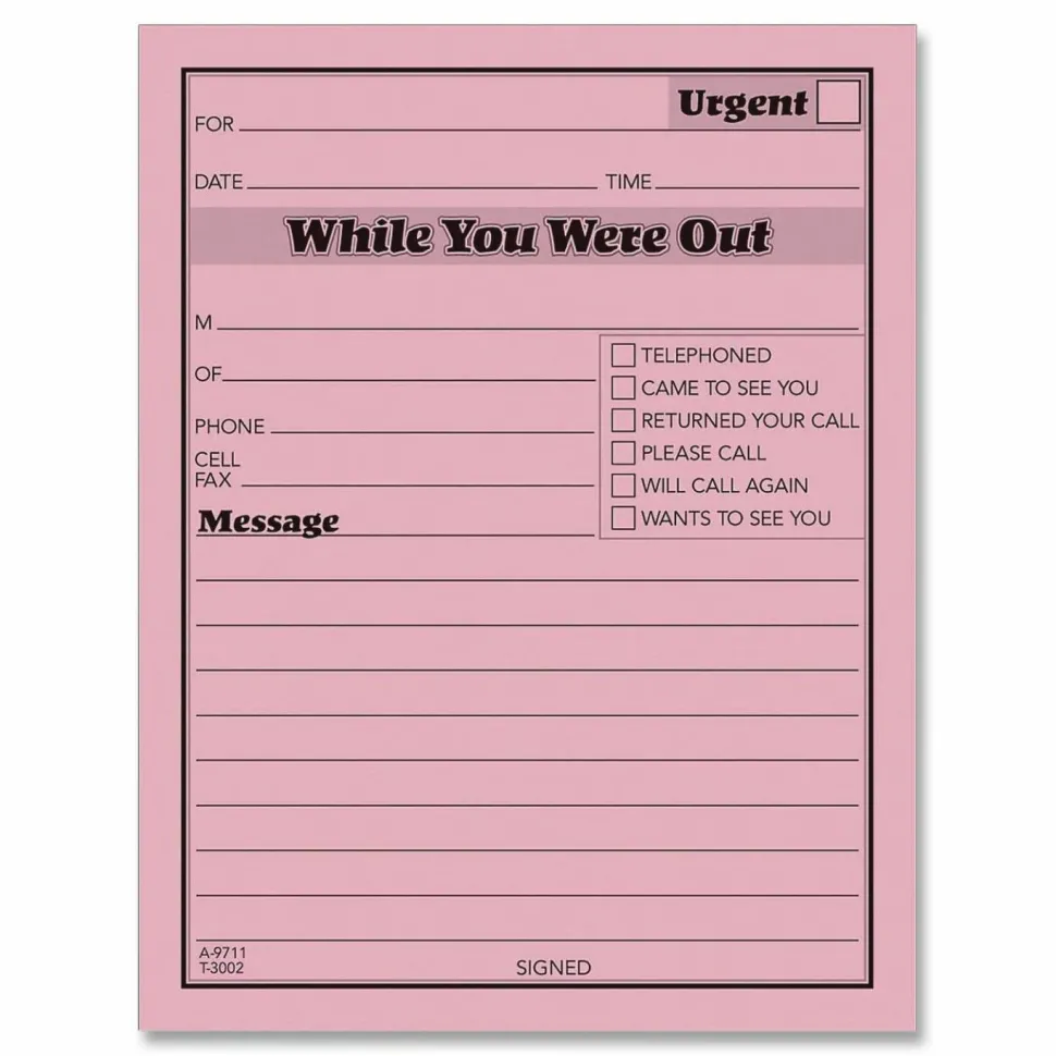 Adams "While You Were Out" Message Pads, 4 1/4" x 5 1/2", 50 Sheets, Pink, Pack Of 12