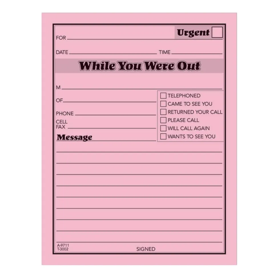 Adams "While You Were Out" Message Pads, 4 1/4" x 5 1/2", 50 Sheets, Pink, Pack Of 12