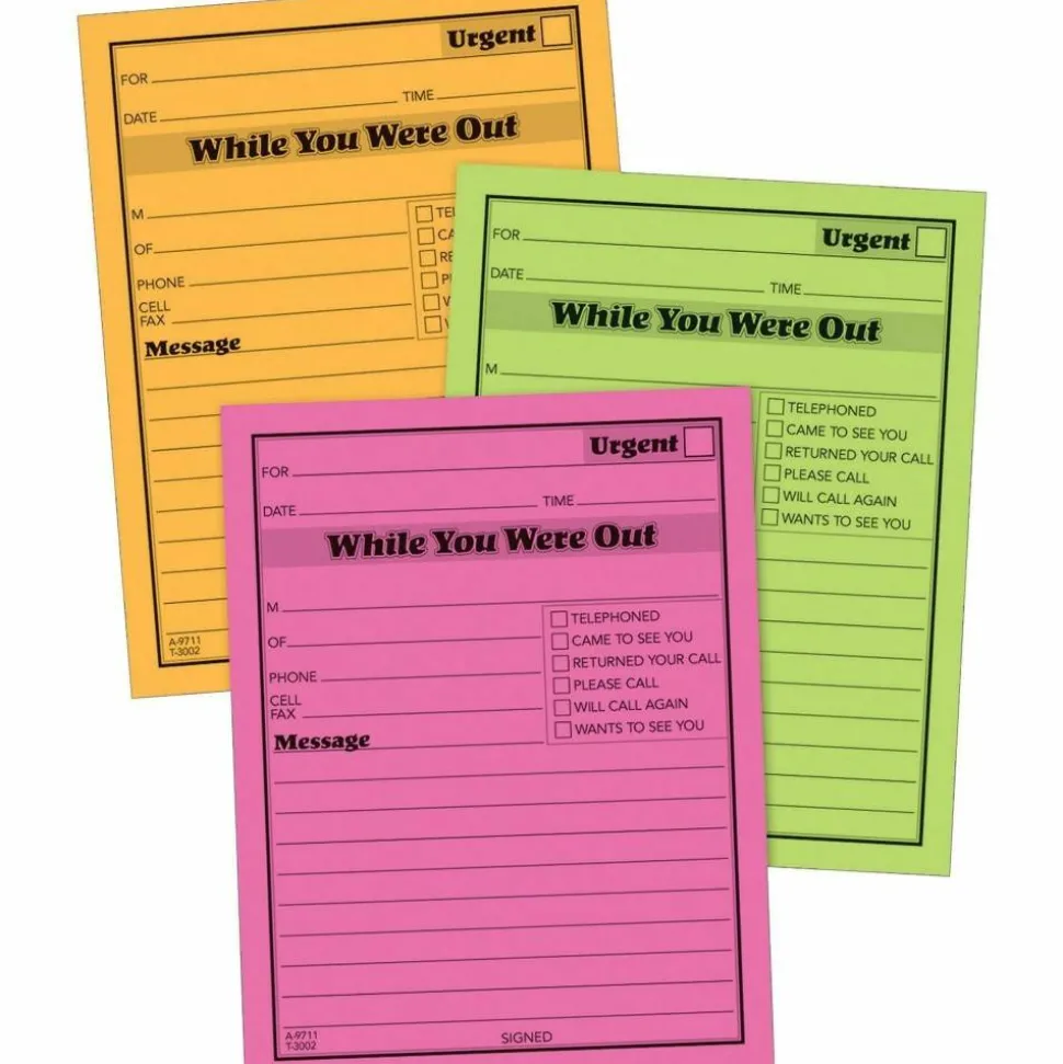Adams "While You Were Out" Message Pads, 4 1/4" x 5 1/2", 50 Sheets, Assorted Neon, Pack Of 6