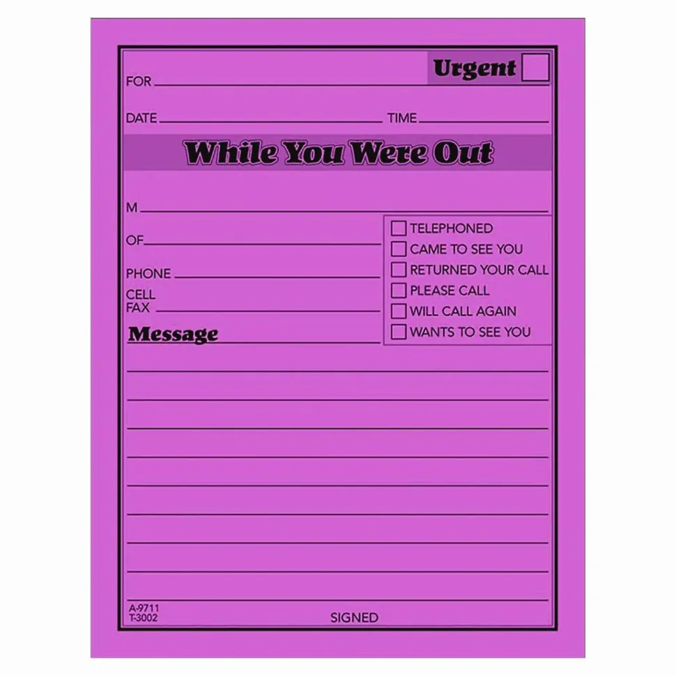Adams "While You Were Out" Message Pads, 4 1/4" x 5 1/2", 50 Sheets, Assorted Neon, Pack Of 6