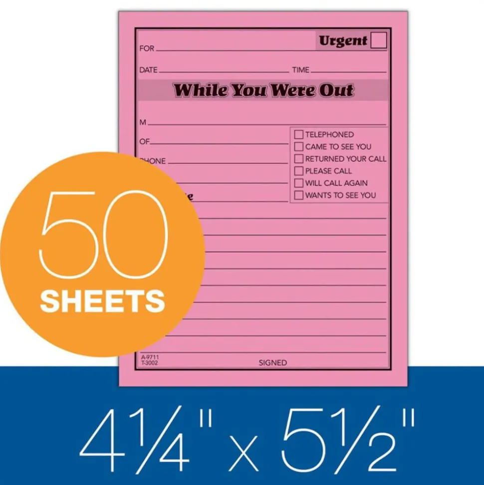 Adams "While You Were Out" Message Pads, 4 1/4" x 5 1/2", 50 Sheets, Assorted Neon, Pack Of 6