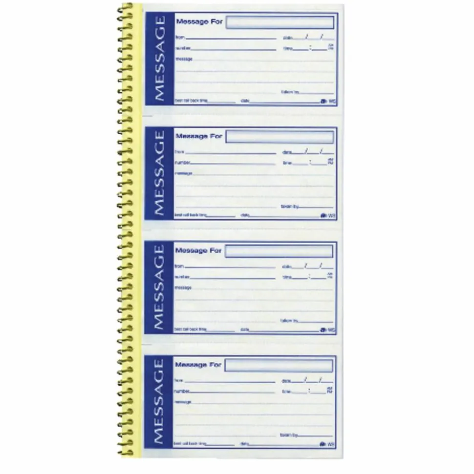 Adams Write n' Stick Phone Message Book, 11" x 5 1/4", 200 Messages, Canary/White
