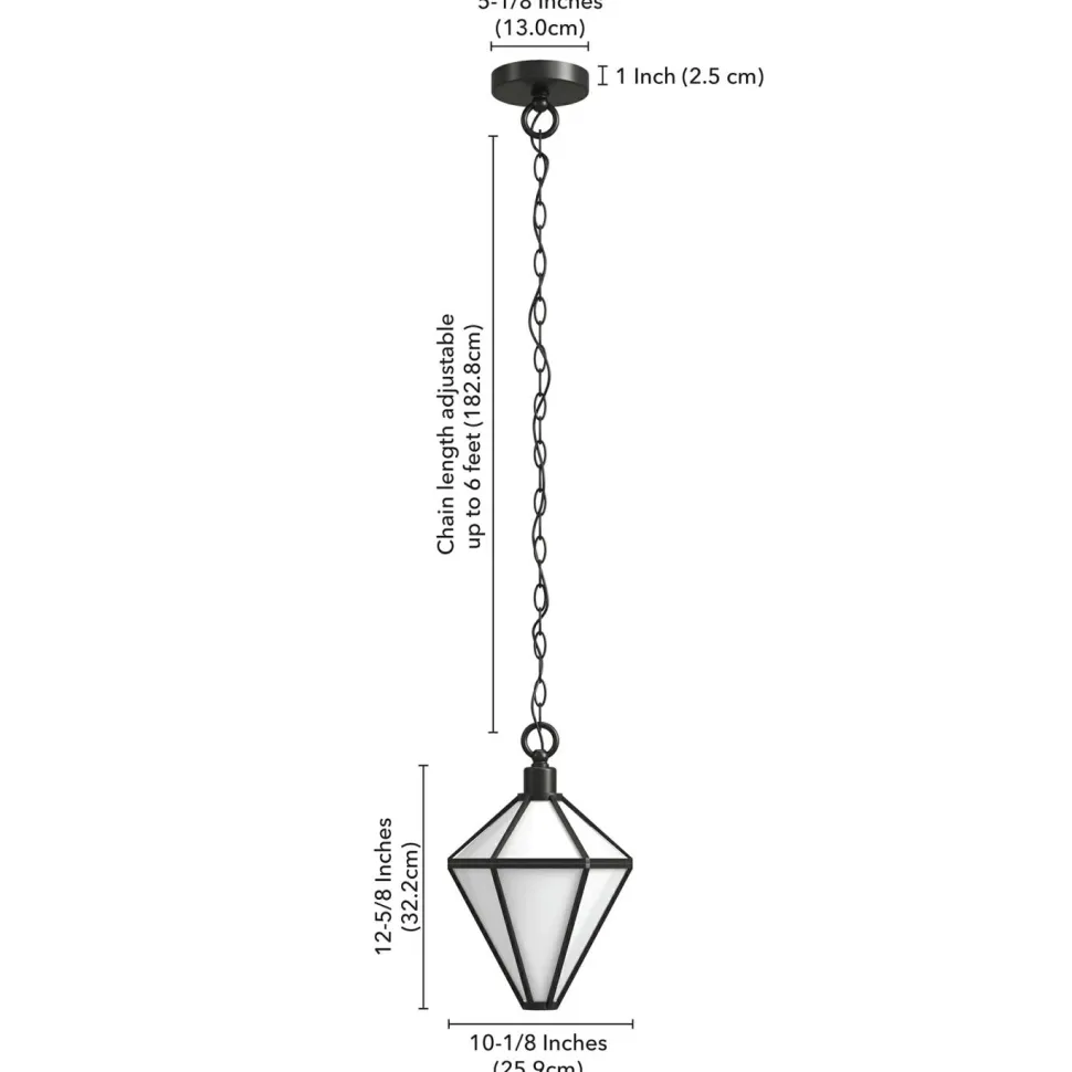 Adara 10" Wide Pendant with Glass Shade in Blackened Bronze/White