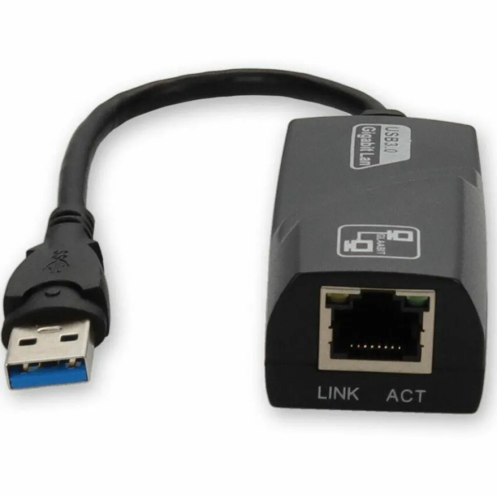 AddOn Lenovo 4X90E51405 Compatible USB A 3.0 Male to RJ-45 Female Black Adapter
