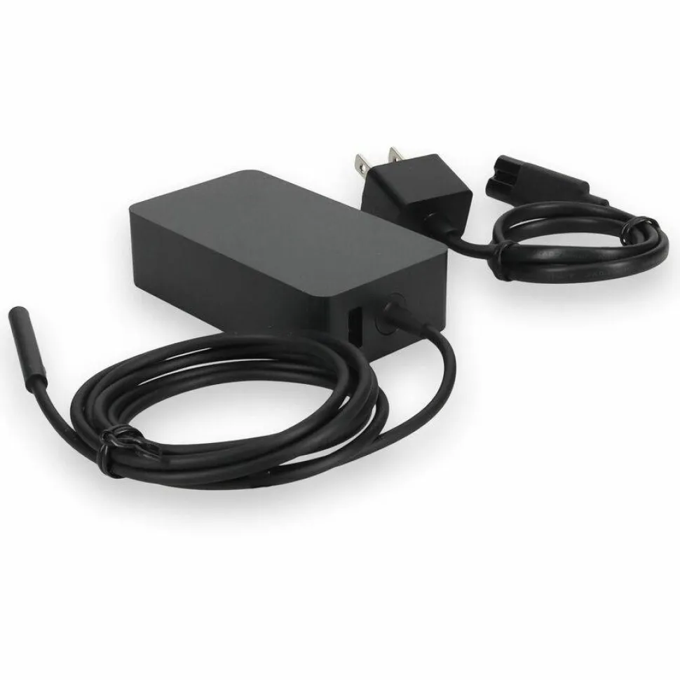 AddOn Microsoft Q4Q-00001 Compatible 65W 15V at 4A Black Magnetic Tip Laptop Power Adapter and Cable