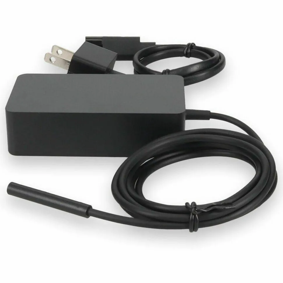 AddOn Microsoft Q4Q-00001 Compatible 65W 15V at 4A Black Magnetic Tip Laptop Power Adapter and Cable