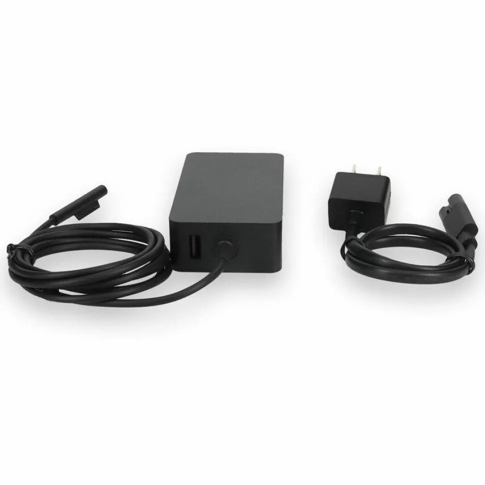 AddOn Microsoft Q4Q-00001 Compatible 65W 15V at 4A Black Magnetic Tip Laptop Power Adapter and Cable