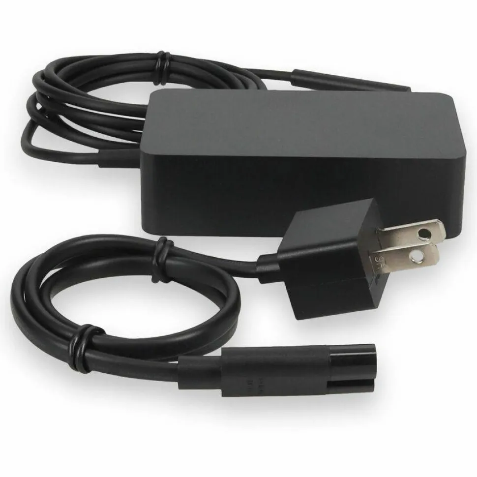 AddOn Microsoft Q4Q-00001 Compatible 65W 15V at 4A Black Magnetic Tip Laptop Power Adapter and Cable