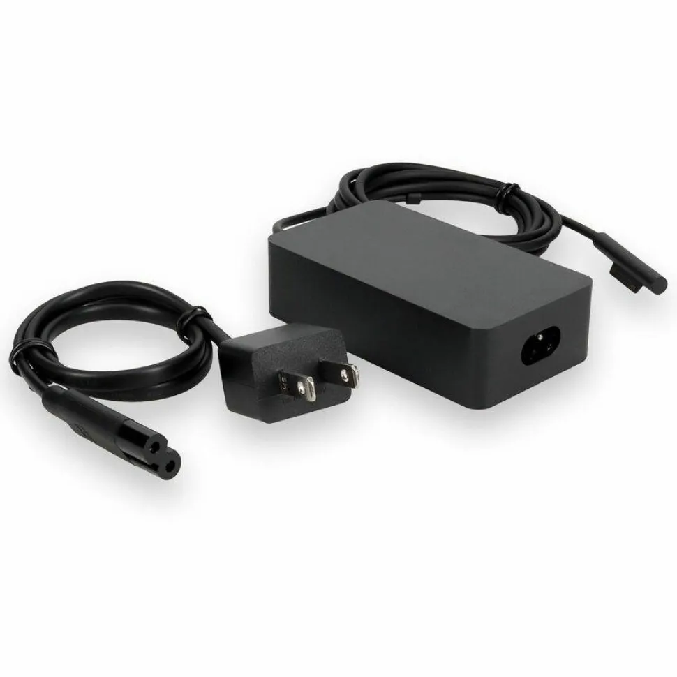 AddOn Microsoft Q4Q-00001 Compatible 65W 15V at 4A Black Magnetic Tip Laptop Power Adapter and Cable