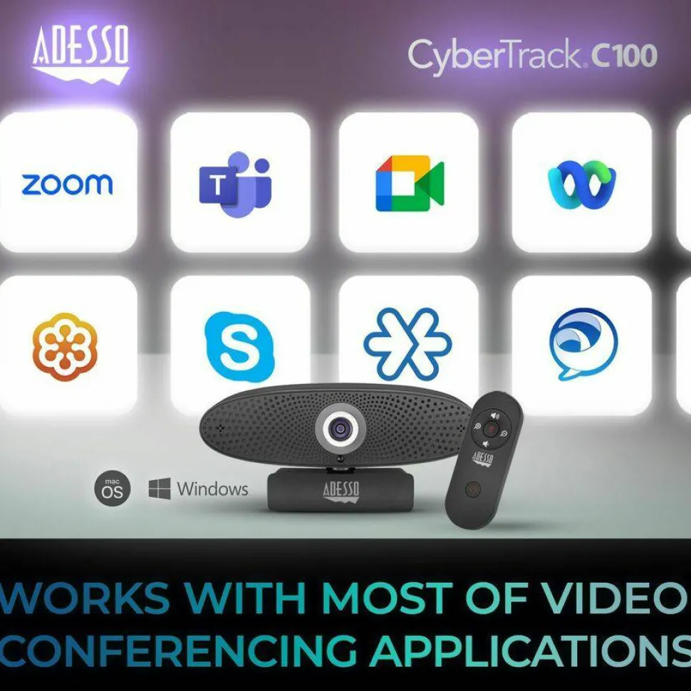 Adesso CyberTrack C100 Webcam - 8 Megapixel - 30 fps - USB 2.0