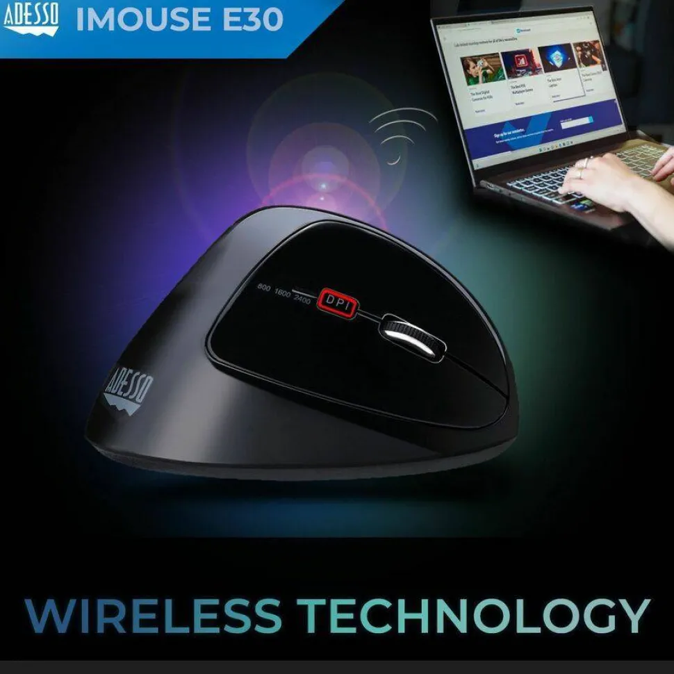 Adesso 2.4 GHz Wireless Vertical Programmable Mouse
