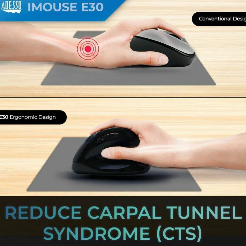 Adesso 2.4 GHz Wireless Vertical Programmable Mouse