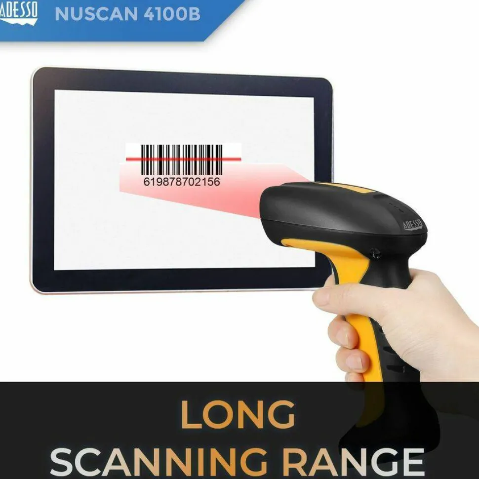 Adesso NuScan 4100B Bluetooth Antimicrobial Waterproof CCD Barcode Scanner
