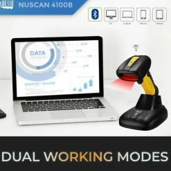 Adesso NuScan 4100B Bluetooth Antimicrobial Waterproof CCD Barcode Scanner