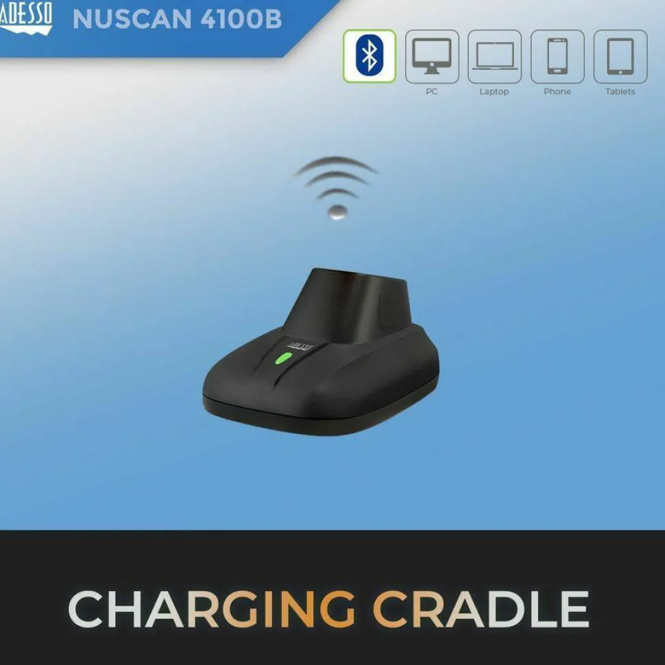 Adesso NuScan 4100B Bluetooth Antimicrobial Waterproof CCD Barcode Scanner