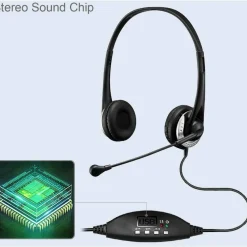 Adesso USB Stereo Headset with Adjustable Microphone- Noise Cancelling- Mono - USB - Wired - Over-the-head - 6 ft Cable -, Omni-directional Microphone - Black