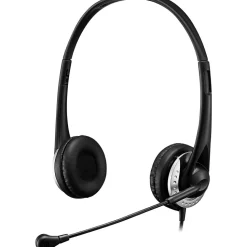 Adesso USB Stereo Headset with Adjustable Microphone- Noise Cancelling- Mono - USB - Wired - Over-the-head - 6 ft Cable -, Omni-directional Microphone - Black