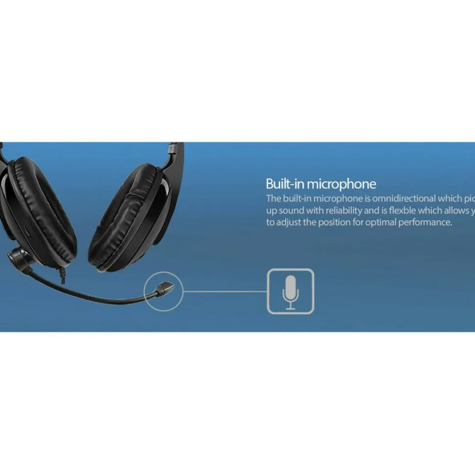 Adesso Xtream H5 - 3.5mm Stereo Headset with Microphone - Noise Cancelling - Wired- Lightweight