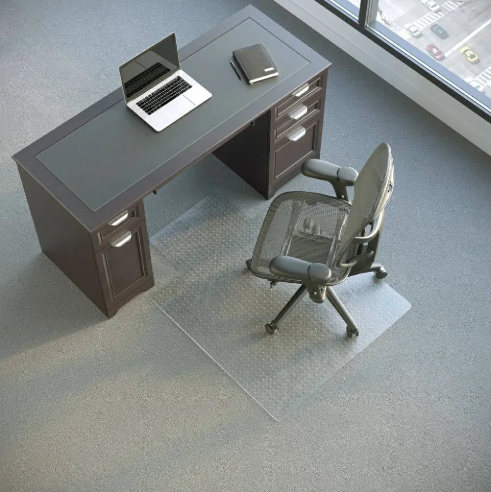 Advantage Commercial Pile Chair Mat with Lip, 36" x 48", Clear