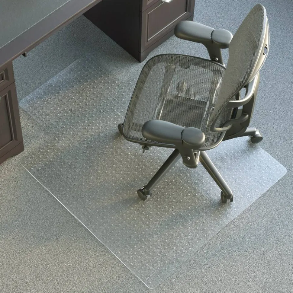 Advantage Commercial Pile Chair Mat with Lip, 36" x 48", Clear