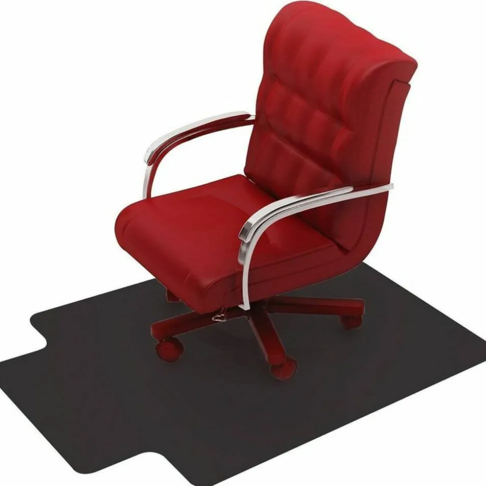Advantagemat Black Vinyl Lipped Chair Mat for Hard Floor - 45"x53" - Hard Floor - 53"x45"x 0.080" Depth x 0.080" Thickness - FC124553HLBV