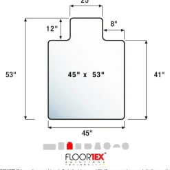 Advantagemat Black Vinyl Lipped Chair Mat for Hard Floor - 45