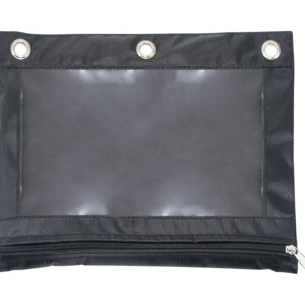 Advantus Binder Pencil Pouch - 10" Height x 7.4" Width - 3 x Holes - Ring Binder - Rectangular - Black, Clear - Vinyl - 1 Each