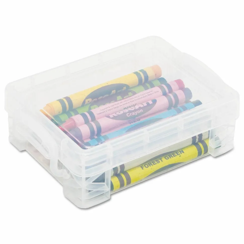 Advantus Super Stacker Crayon Storage Box, 4 4/5" x 3 1/5" x 1 3/5", Clear