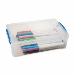 Advantus Super Stacker Large Pencil Box, 9" x 5.5" x 2.62", Clear