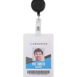Advantus Badge Reel, Black, Pack Of 12, 75667