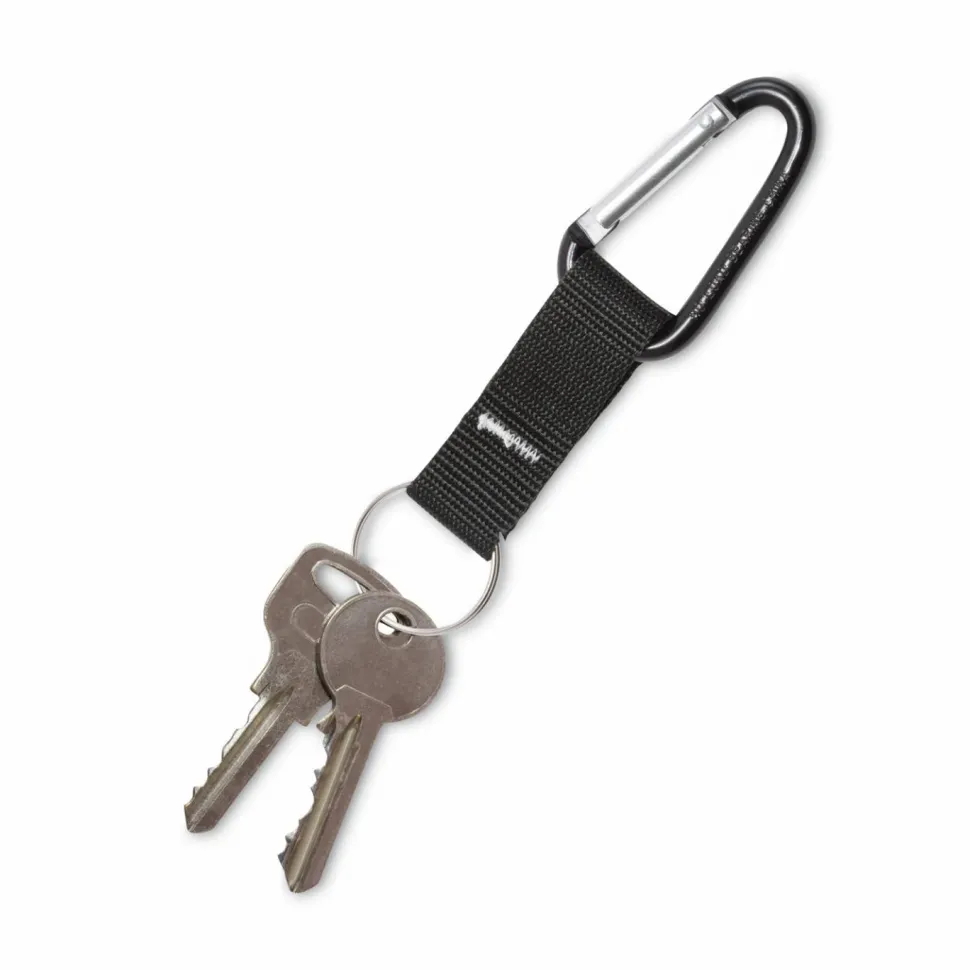 Advantus Carabiner Key Chains, Split Key Rings, Aluminum, Black, 10/Pack