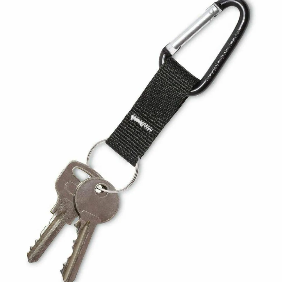 Advantus Carabiner Key Chains, Split Key Rings, Aluminum, Black, 10/Pack