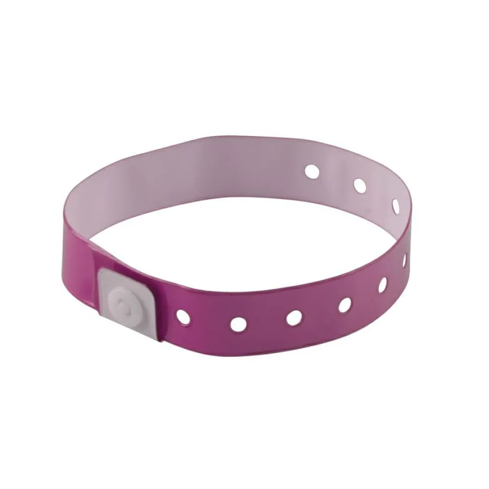 Advantus Colored Vinyl Wristbands, Adjustable, 0"H x 0.6"W x 9.8"L, Purple, Vinyl, 100 / Pack