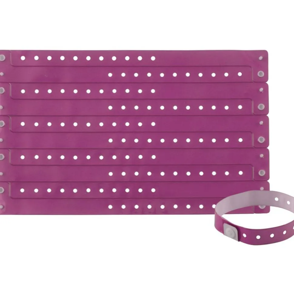 Advantus Colored Vinyl Wristbands, Adjustable, 0"H x 0.6"W x 9.8"L, Purple, Vinyl, 100 / Pack