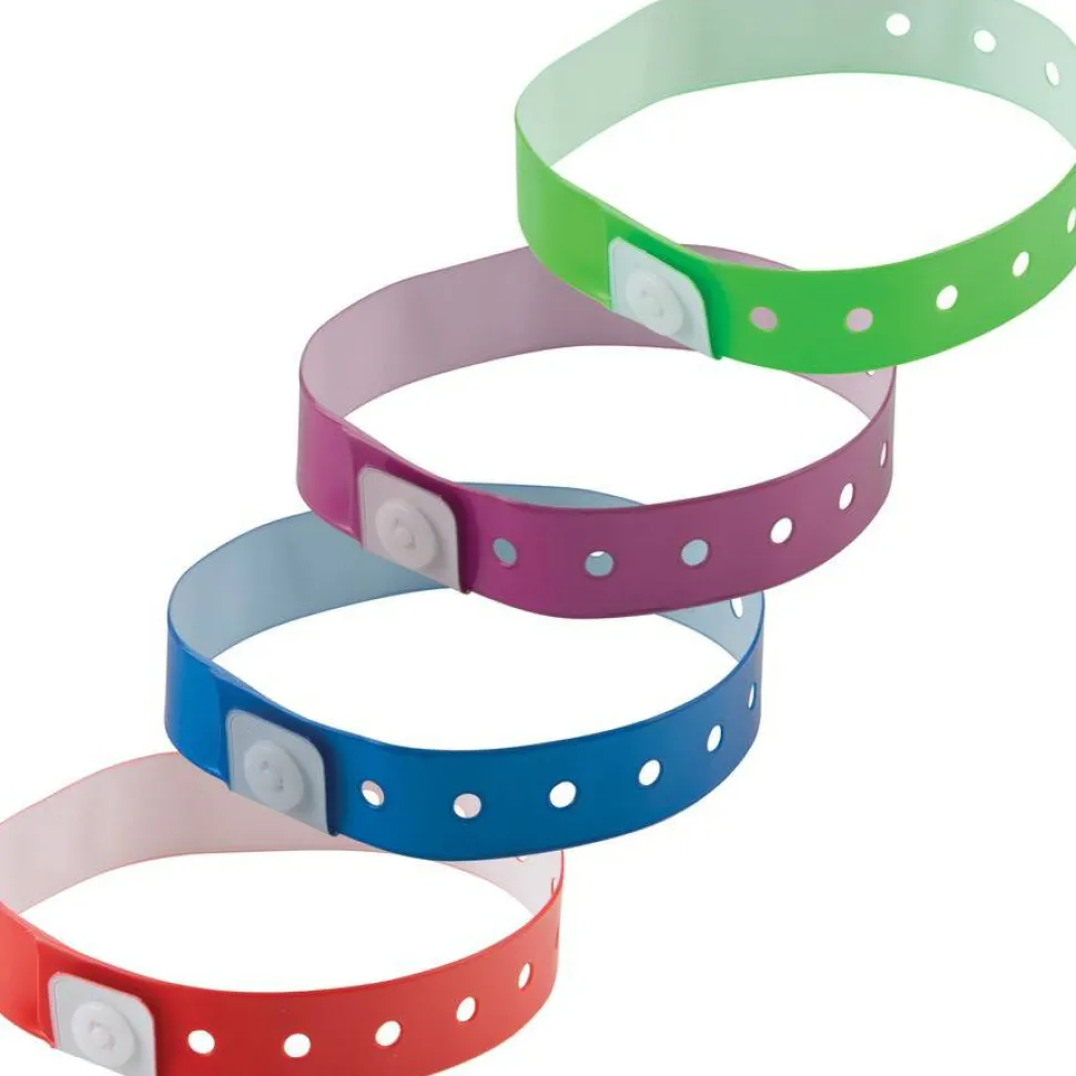 Advantus Colored Vinyl Wristbands, Adjustable, 0"H x 0.6"W x 9.8"L, Purple, Vinyl, 100 / Pack
