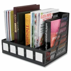 Advantus 3-compartment Magazine/Literature File - 3 Compartment(s) - Desktop - Durable, Lightweight, Labeling Area - Black - Plastic - 1 Each