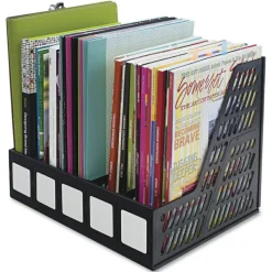 Advantus 3-compartment Magazine/Literature File - 3 Compartment(s) - Desktop - Durable, Lightweight, Labeling Area - Black - Plastic - 1 Each