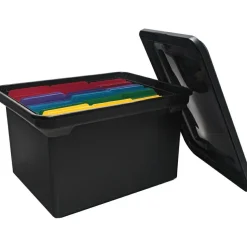 Advantus File Tote with Lid, Letter/Legal Files, 14.25" x 18" x 10.88", Black