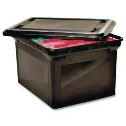 Advantus File Tote with Lid, Letter/Legal Files, 14.25" x 18" x 10.88", Black