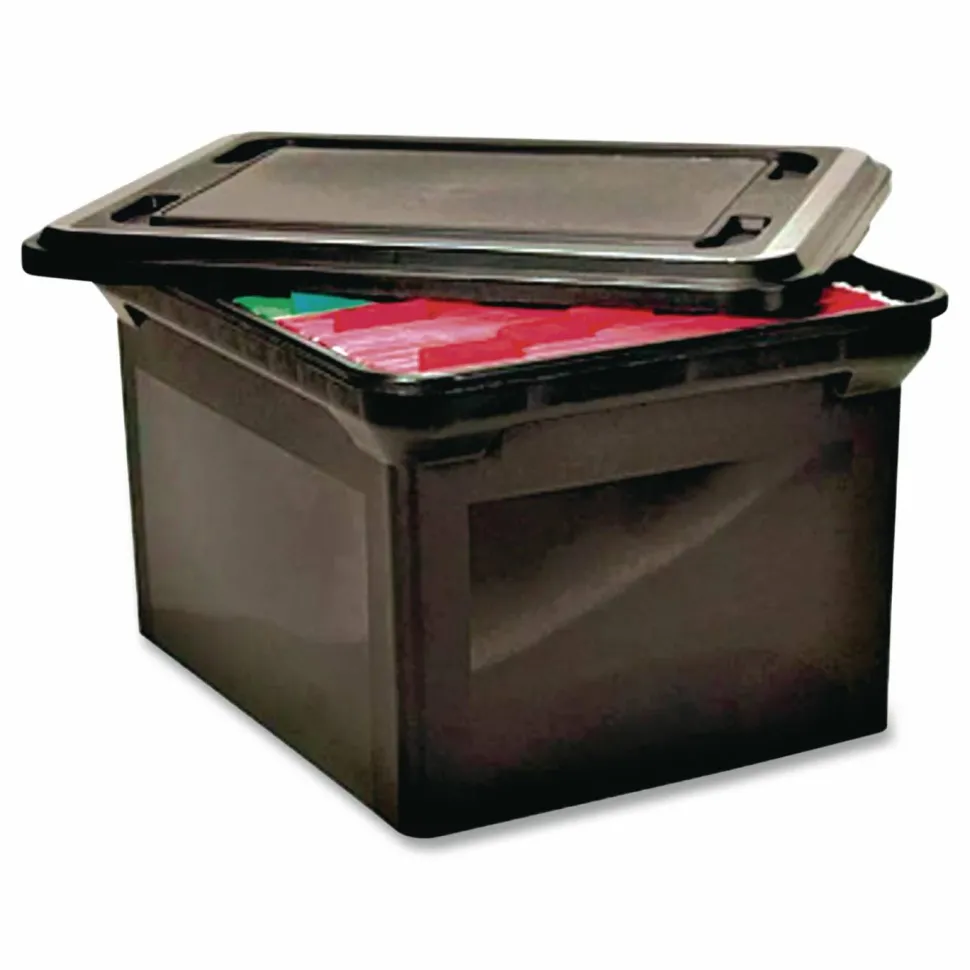 Advantus File Tote with Lid, Letter/Legal Files, 14.25" x 18" x 10.88", Black