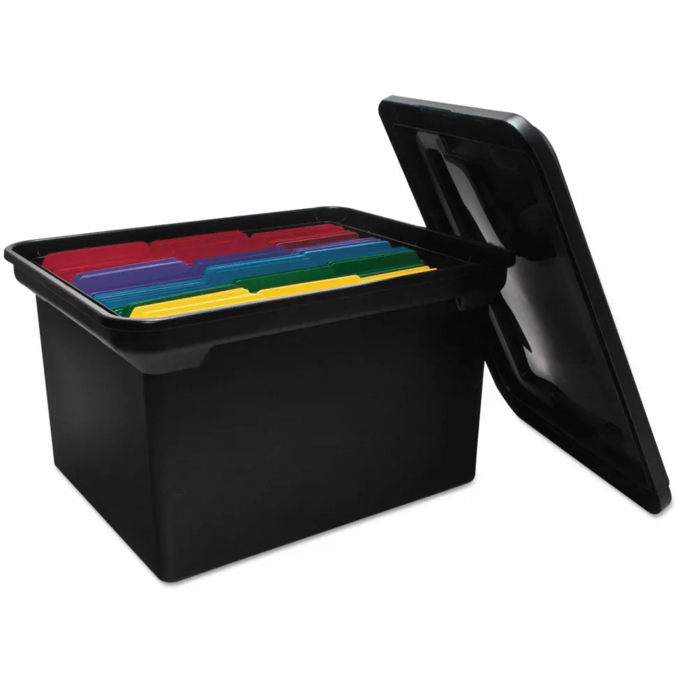 Advantus File Tote with Lid, Letter/Legal Files, 14.25" x 18" x 10.88", Black