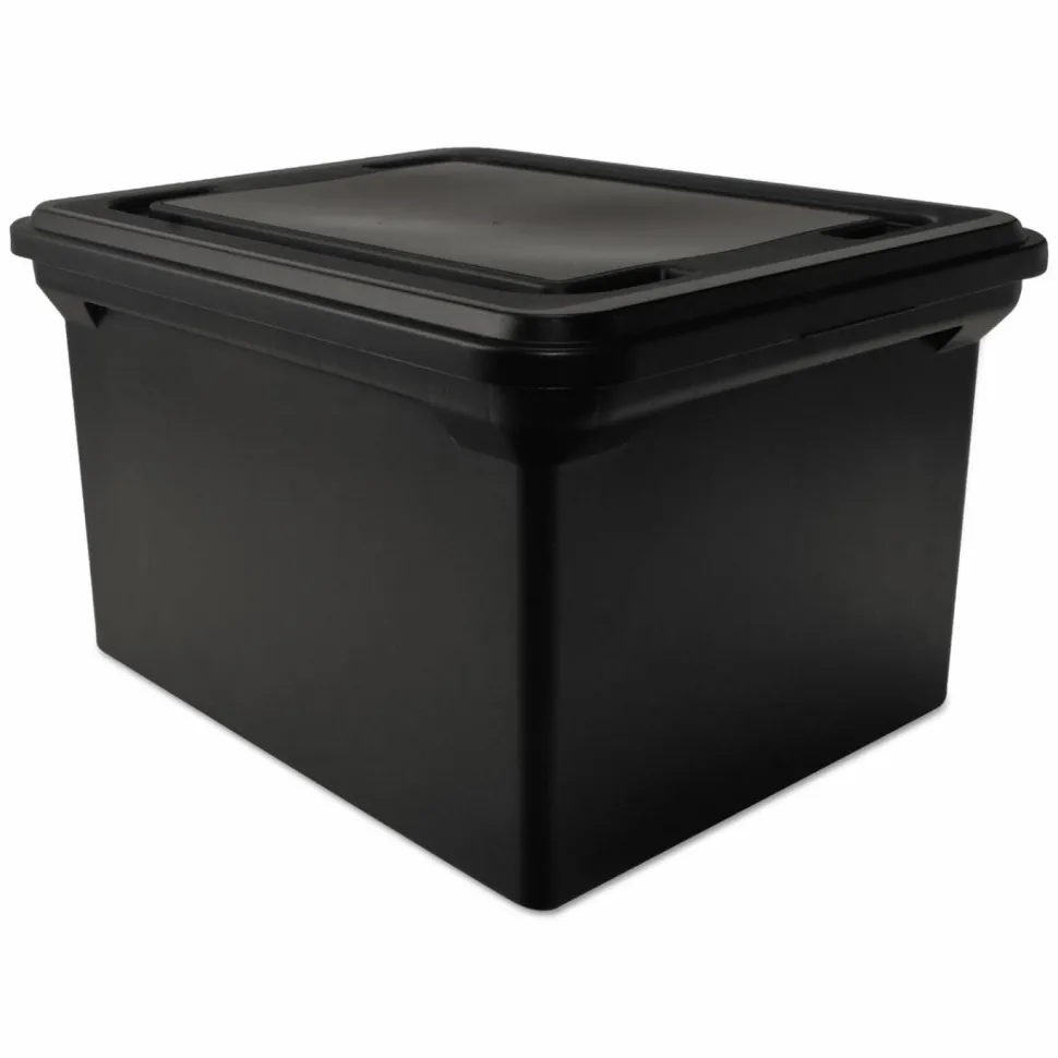 Advantus File Tote with Lid, Letter/Legal Files, 14.25" x 18" x 10.88", Black