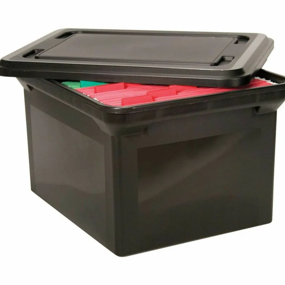 Advantus File Tote with Lid, Letter/Legal Files, 14.25" x 18" x 10.88", Black