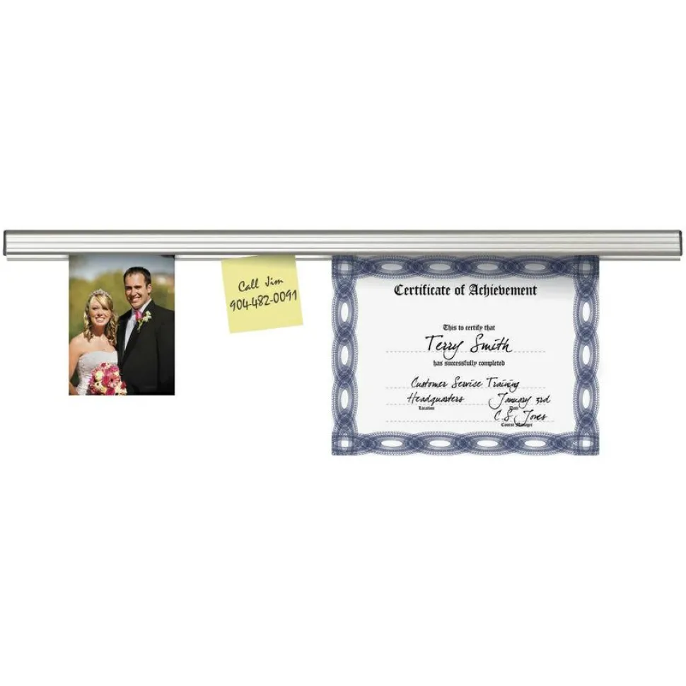 Advantus Grip-A-Strip Display Rail, 1 1/2" x 48", Satin Finish Gray