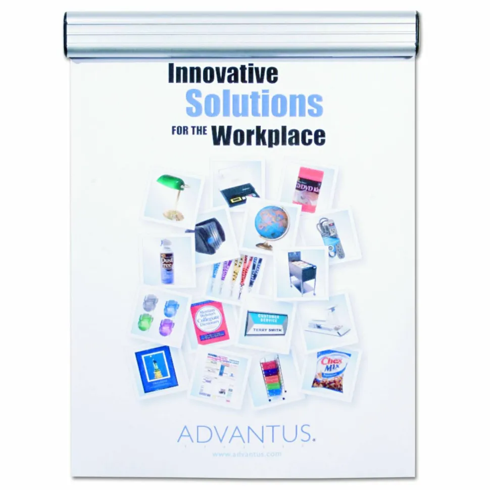 Advantus Grip-A-Strip Display Rails, 1.5" x 9", Satin Aluminum
