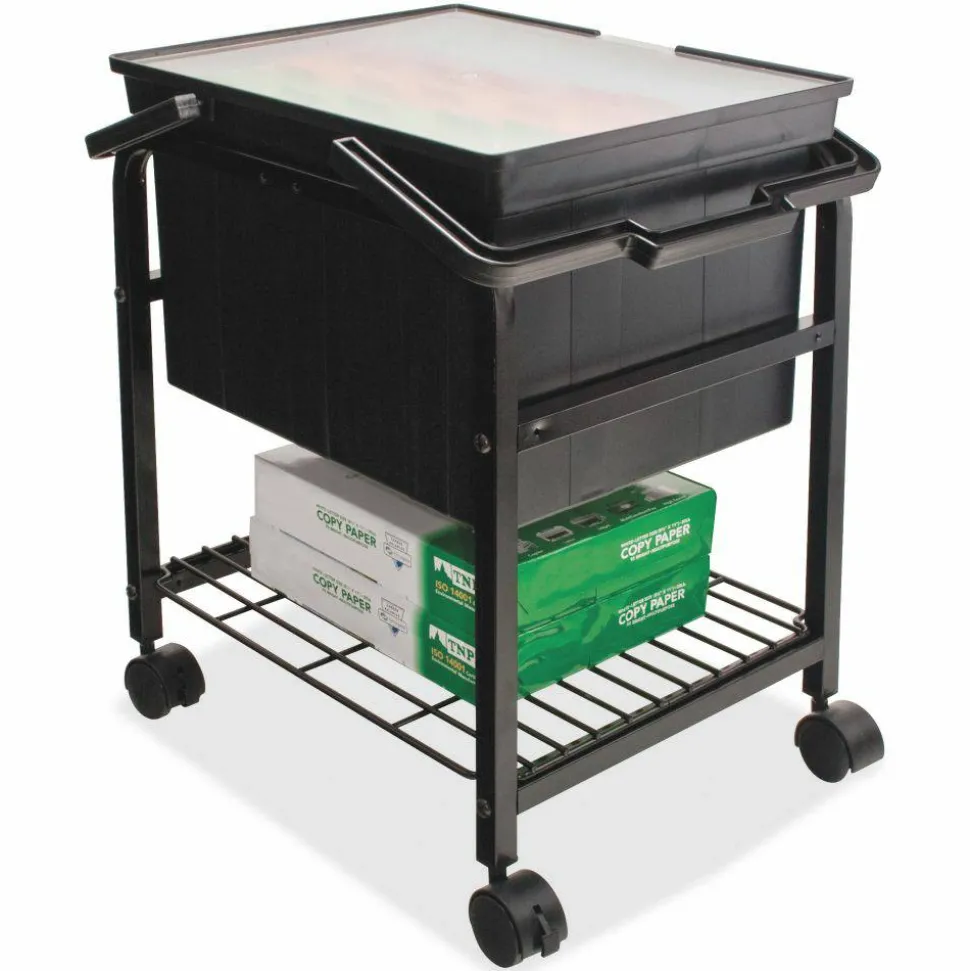 Advantus Heavy-Duty File Shuttle, Metal, 1 Shelf, 17.13" x 14.25" x 20", Black